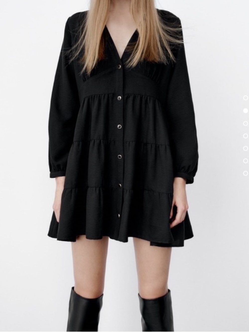 ZARA NEW TIERED SHIRT DRESS BLACK SIZE Large basic casual